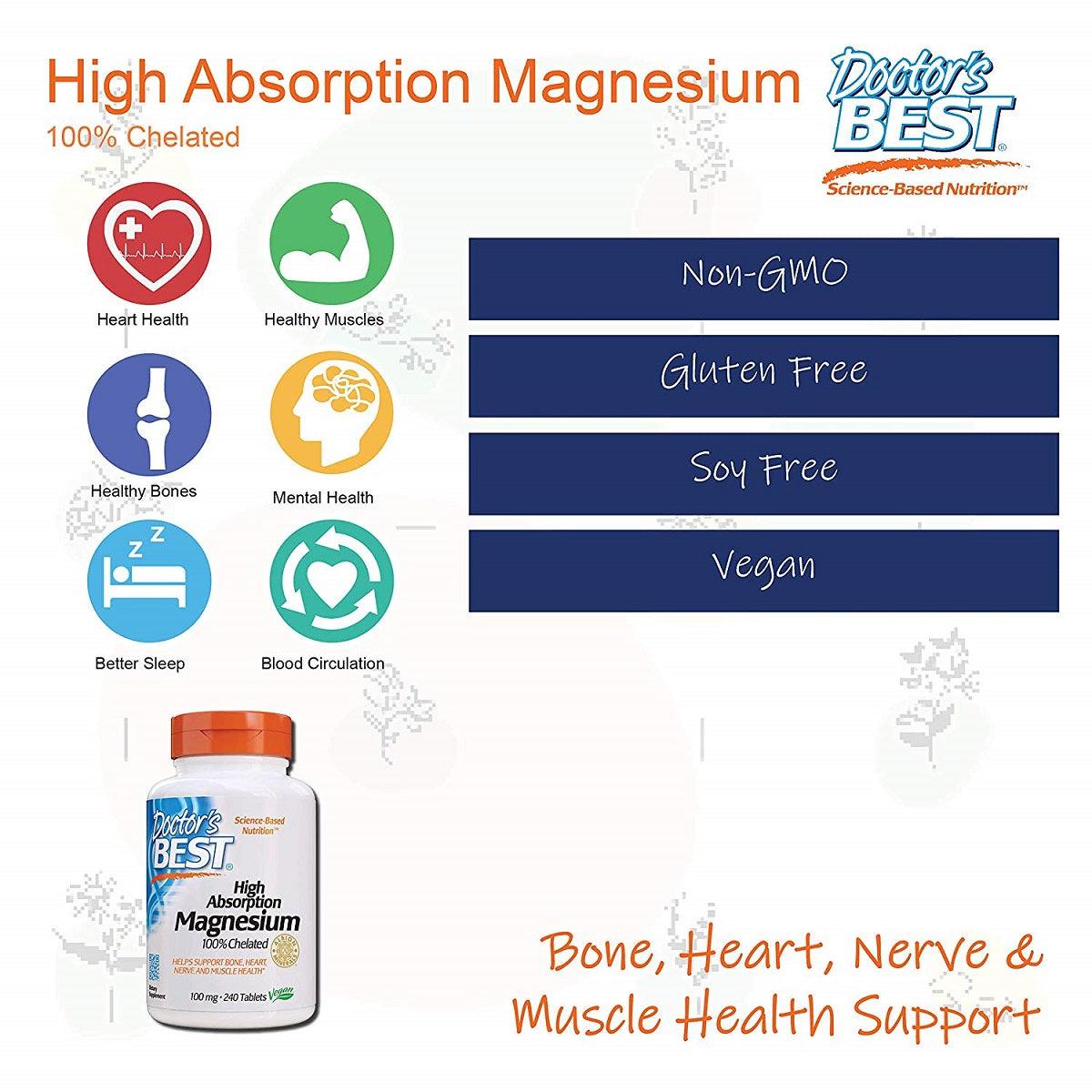 Doctor's Best High Absorption Magnesium 100mg 240 Cap