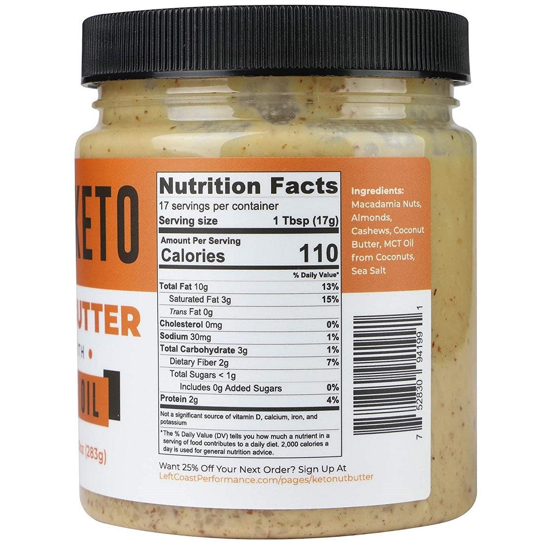 Left Coast Keto Nut Butter with MCT Oil 10oz