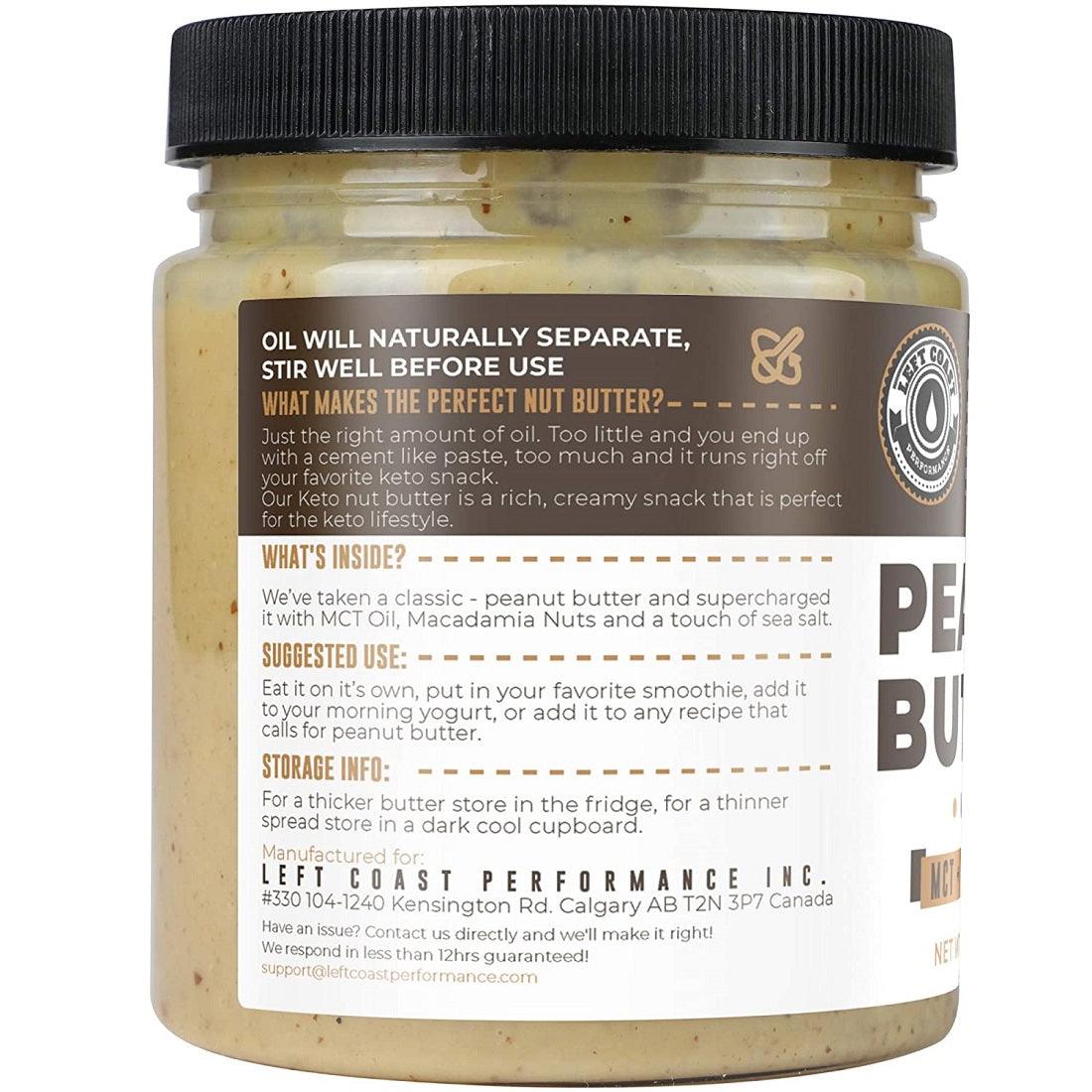 Left Coast Keto Peanut Butter with Macadamia and MCT Oil 10oz