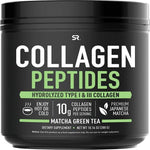 كولاجين بقري بودر مع شاي الماتشا 288 جرام - Sports Research Collagen Peptides Powder with Organic Matcha Green Tea