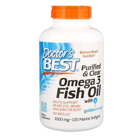 اوميجا 3 نقي 1000 مج 120 كبسولة - Doctor's Best Purified & Clear Omega 3 Fish Oil 120 Caps