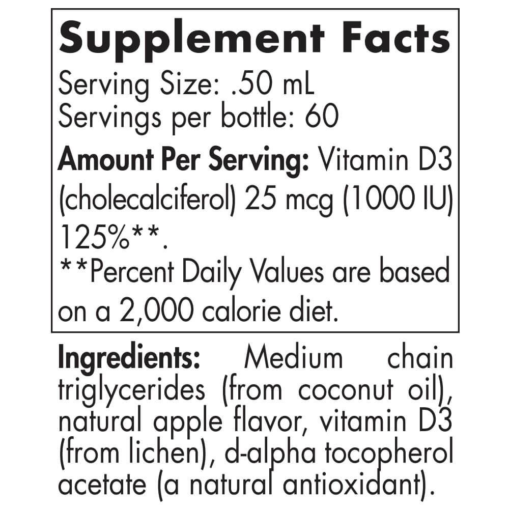 Nordic Naturals Vitamin D3 Liquid - 1000 IU Vitamin D3 - 30 ml