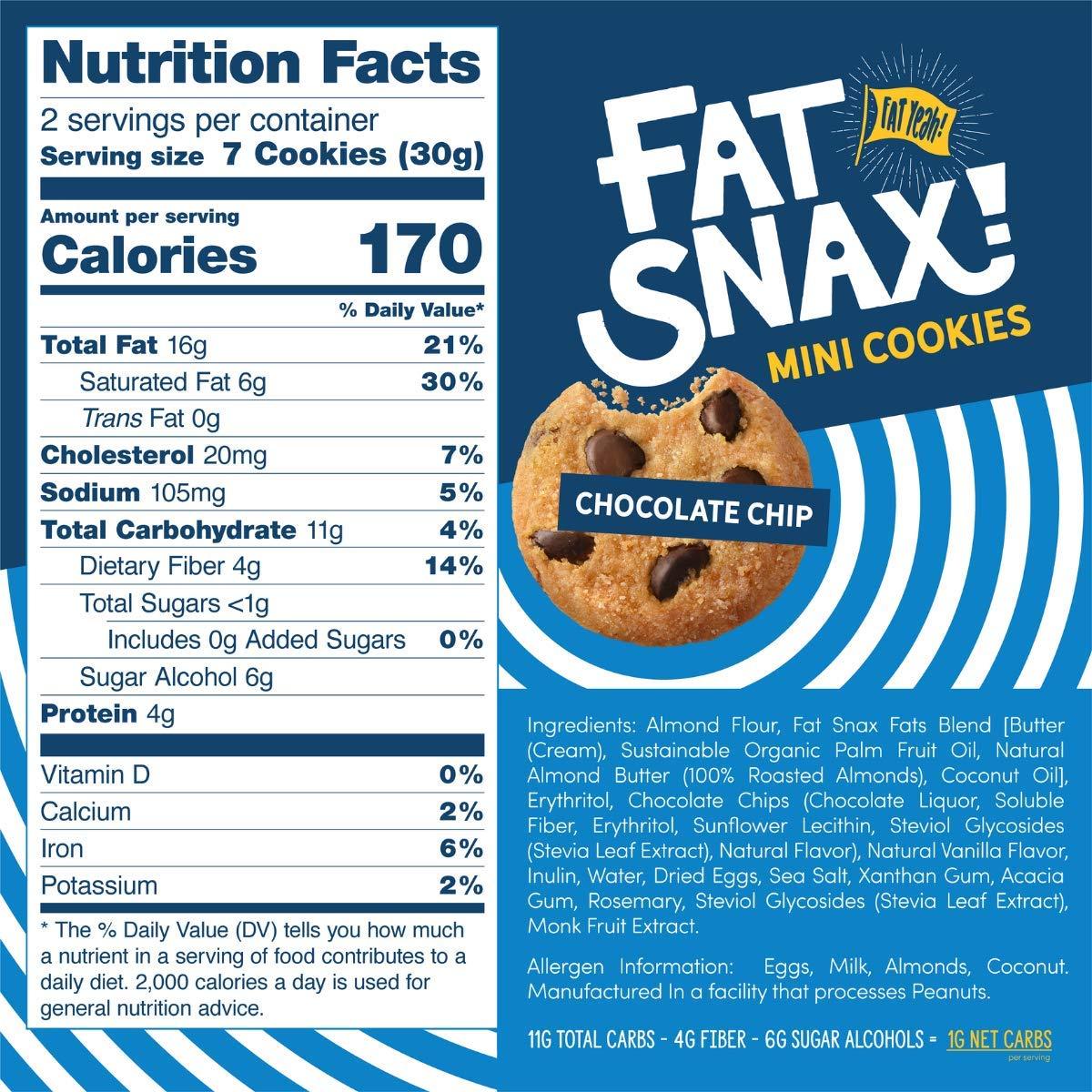 Fat Snax Mini Keto Cookies Chocolate Chip , 3-pack