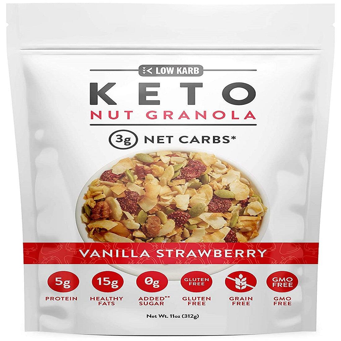 Low Karb Keto Nut Granola Vanilla Strawberry 11 OZ 