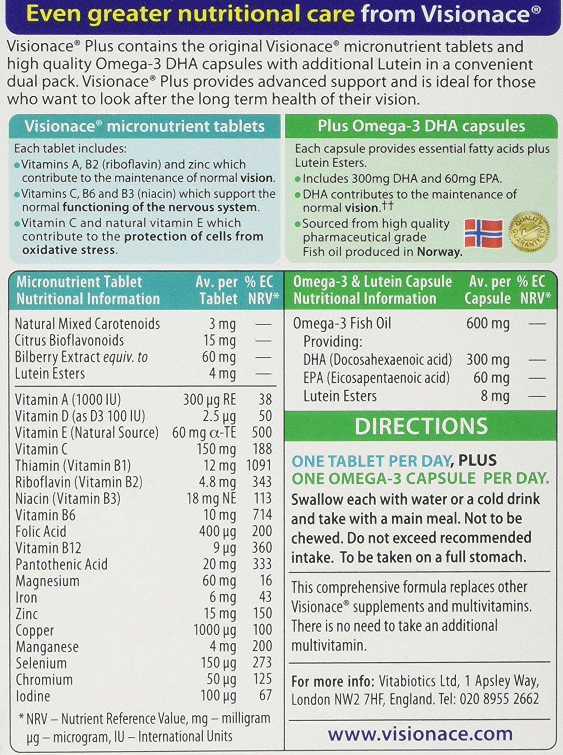 Visionace Plus 56 Tablets/Capsules