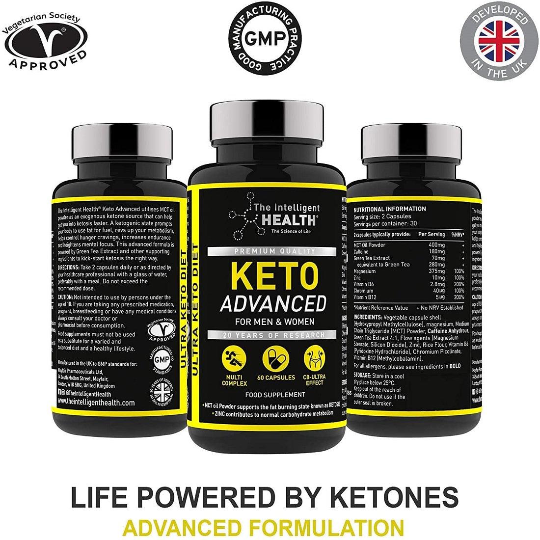 كيتو ادفانسد لنظام الكيتو 60 كبسولة - The Intelligent Health Keto Advanced 60 Capsules