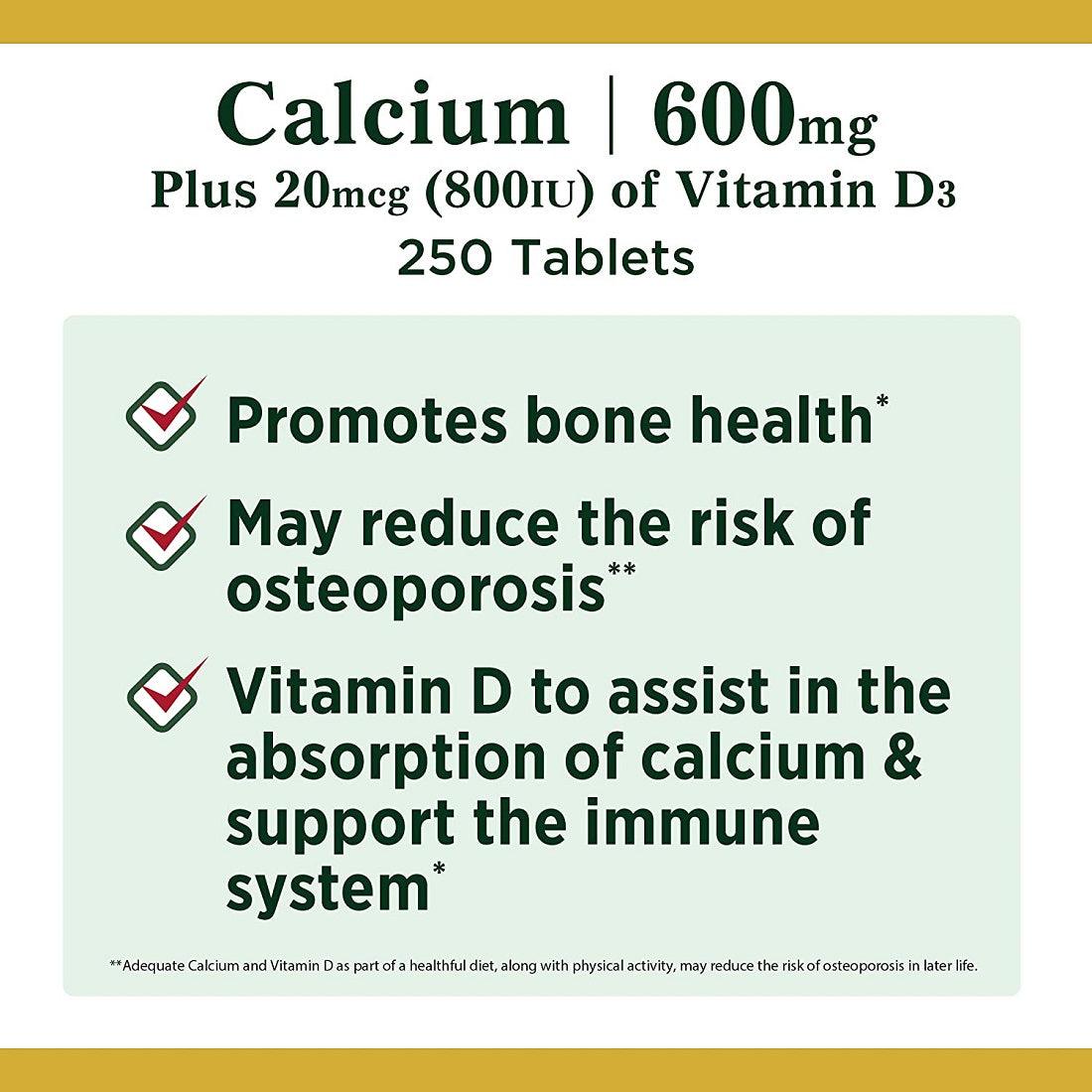 Nature's Bounty Calcium With Vitamin D3 250 Tablets