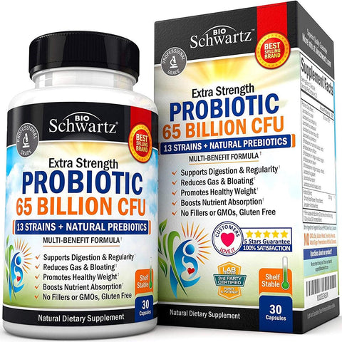 بروبيوتك تركيز عالي 65 بليون وحدة 30 كبسولة - BioSchwartz Probiotic 65 Billion CFU 30 Cap