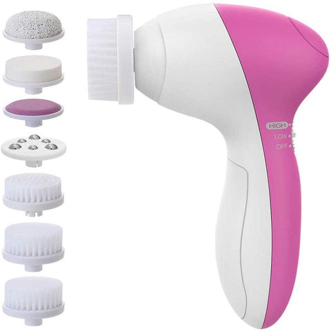 فرشاة تنظيف ومساج للوجه 7*1 - PIXNOR Portable 7-in-1 Facial Brush Cleansing Massager System