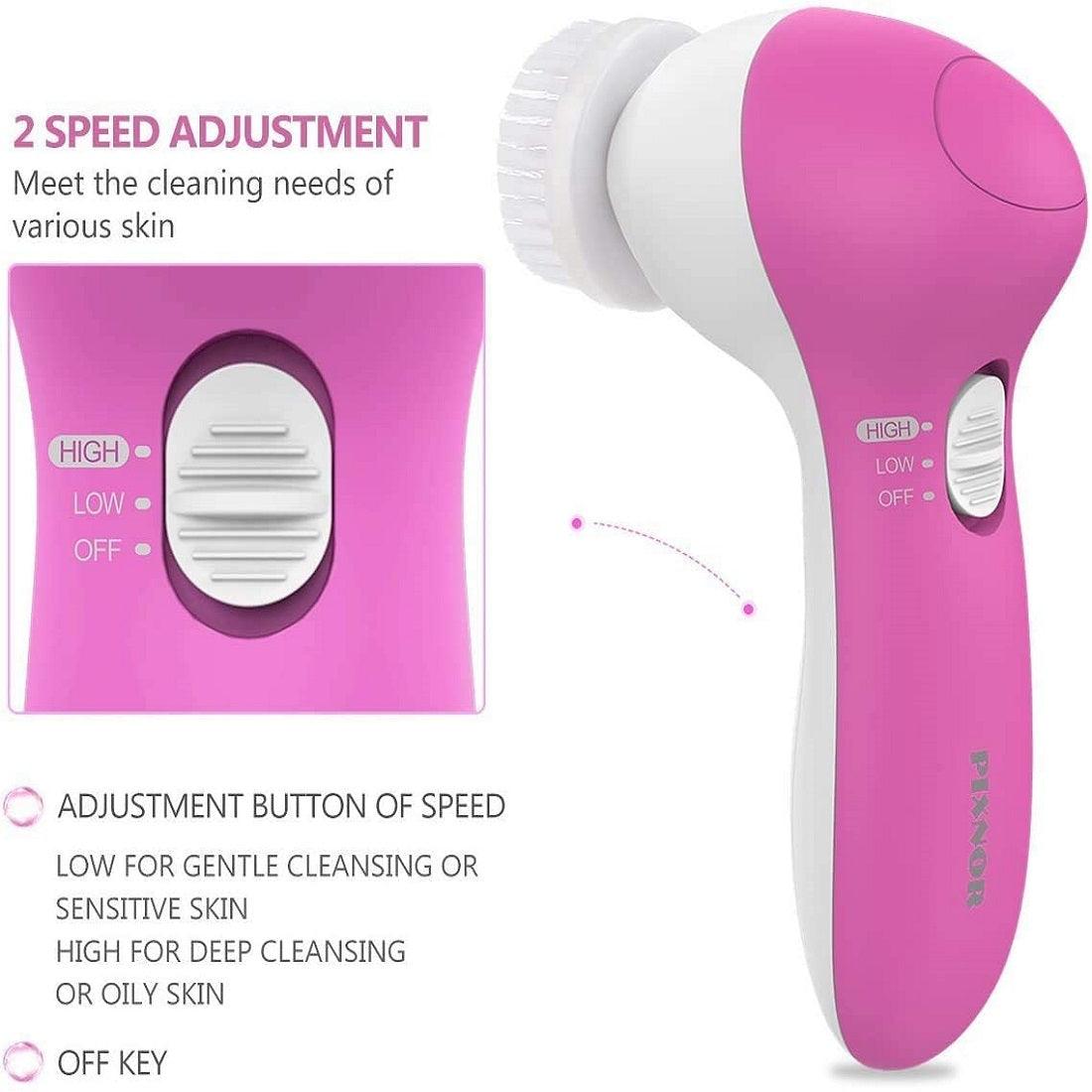 PIXNOR Portable 7-in-1 Facial Brush Cleansing Massager System