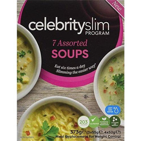 سيليبرتي سليم 7 اكياس شوربة بدائل للوجبة-Celebrity Slim Assorted Flavour Soup-Pack of 7 - UK2Gulf.com