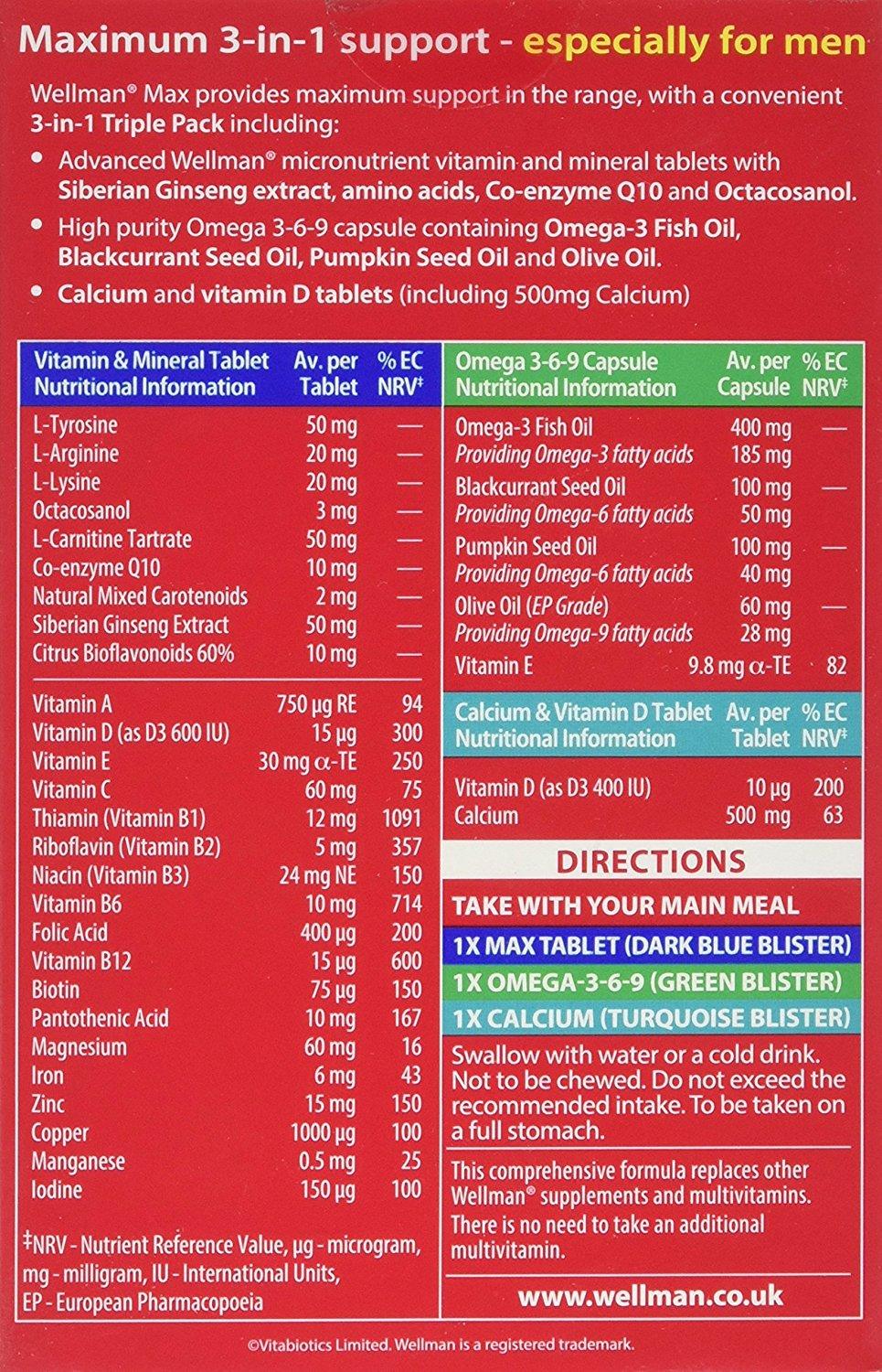 Vitabiotics Wellman Max  84 tablets/capsules