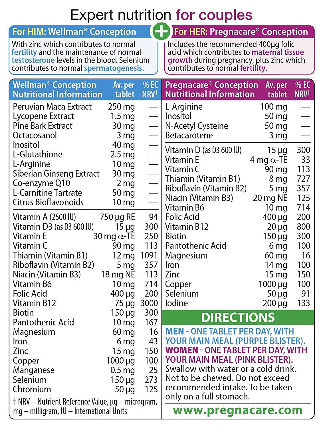 Pregnacare His & Her Conception 60 Tabs - حبوب بريجناكير كونسبشن لخصوبة الرجال و النساء 60 قرص - UK2Gulf.com