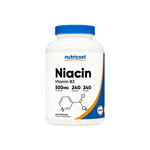 نياسين فيتامين ب3 240 كبسولة - Nutricost Niacin (Vitamin B3) 500mg, 240 Capsules
