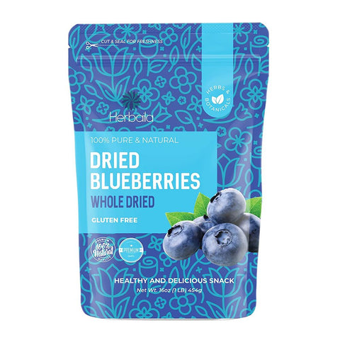 حبيبات التوت الأزرق المجففة 454 جرام - Herbaila Dried Whole Blueberries 1 LB