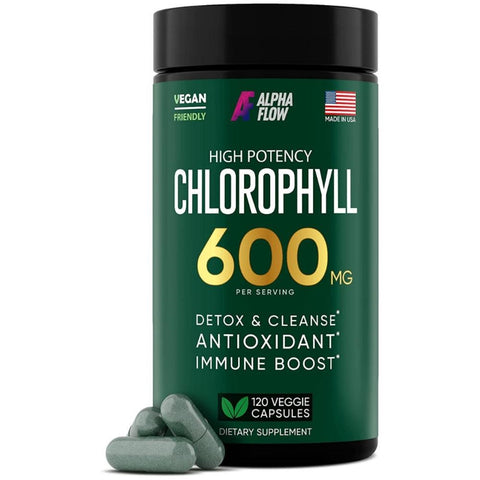 كلوروفيل نباتي 600 مج  120 كبسولة - Alpha Flow Chlorophyll 600 mg 120 Caps
