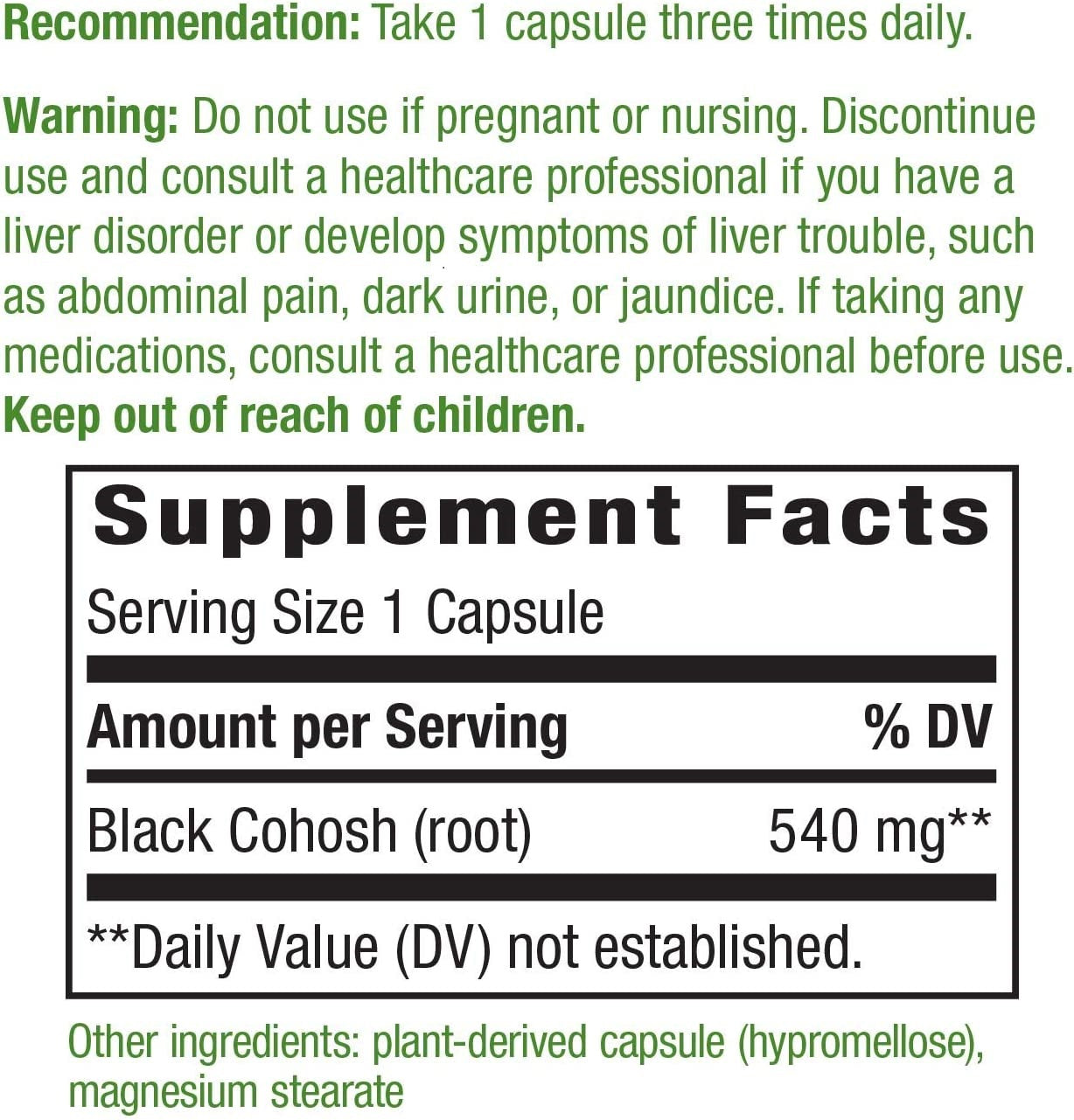 Nature's Way Black Cohosh Root 180 Caps