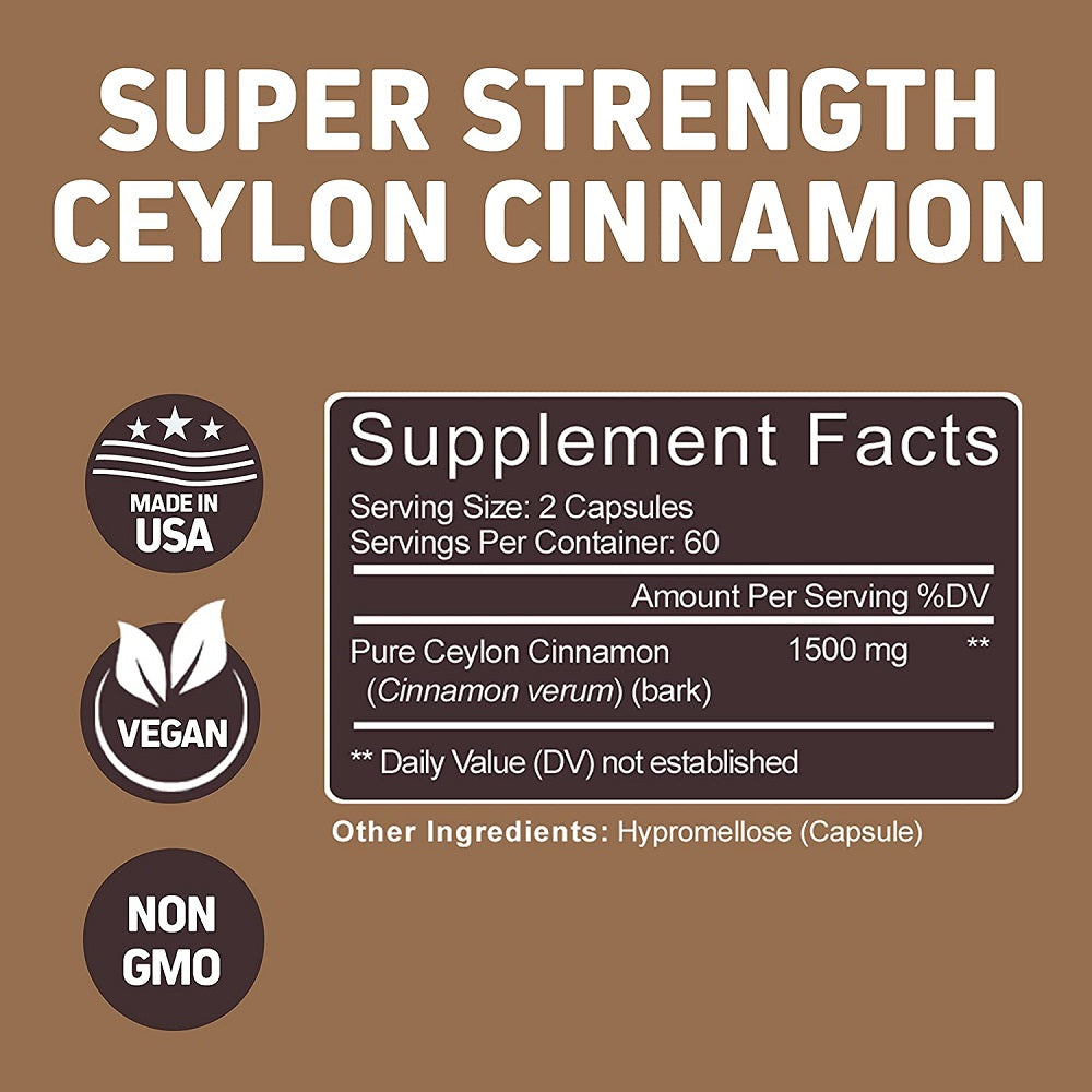 HerbTonics Ceylon Cinnamon 1500 mg 120 Capsules