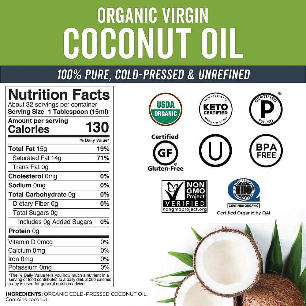 Viva Naturals Organic Coconut Oil Extra Virgin 16 oz