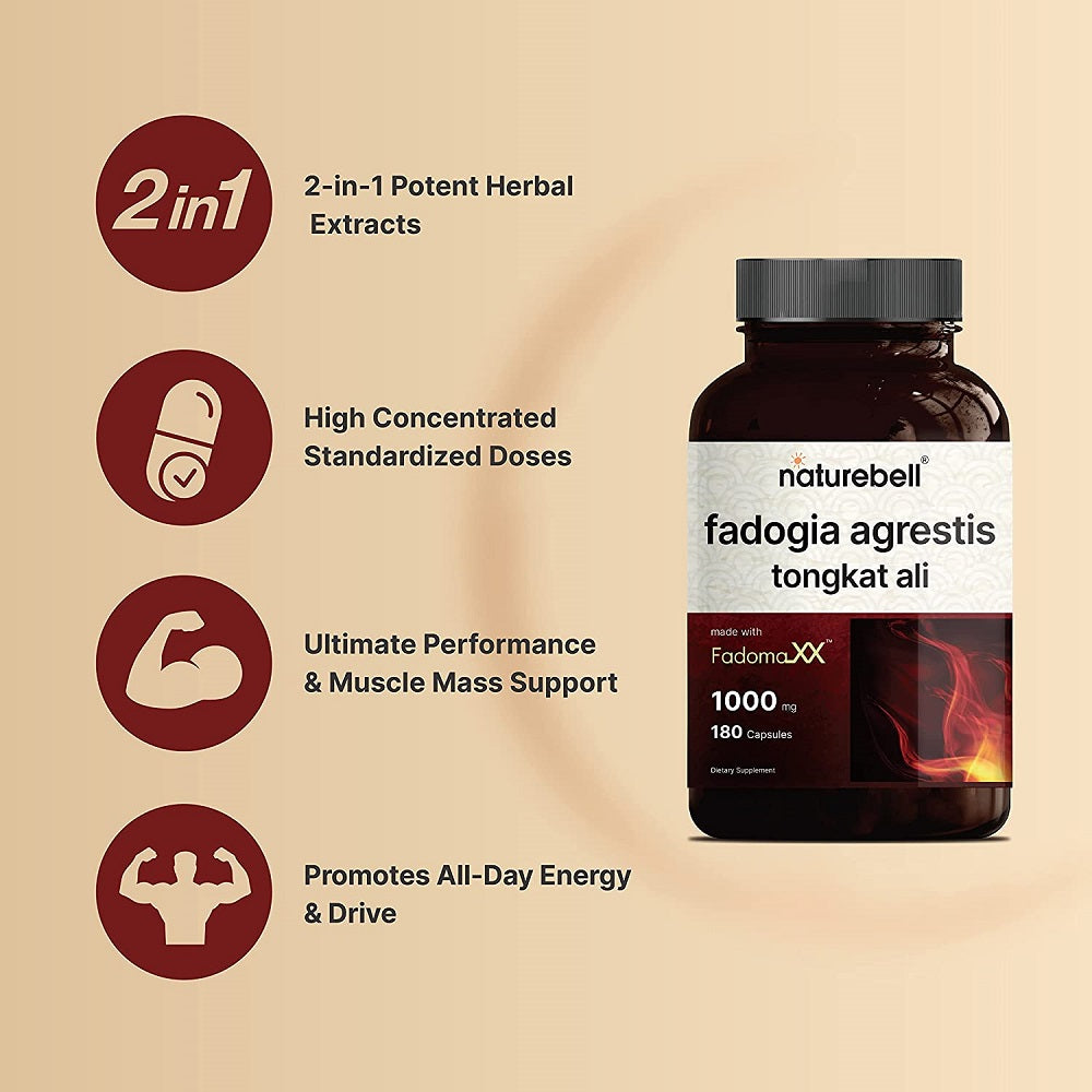 NatureBell Fadogia Agrestis 600mg with Tongkat Ali 400mg 180 Caps