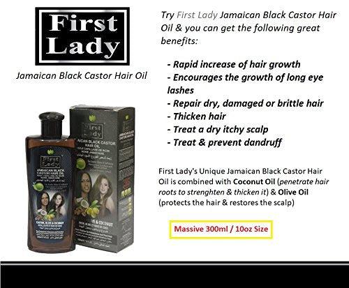 زيت الخروع الاسود فيرست ليديFirst Lady Herbal (Ayurvedic) JAMAICAN BLACK CASTOR Hair Oil 300ml For Hair, Eyelash, Eyebrow Growth - UK2Gulf.com