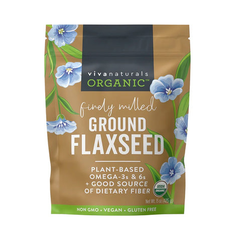 بذور الكتان عضوية مسحوق 425 جرام - Viva Naturals Organic Ground Flaxseed 15 oz