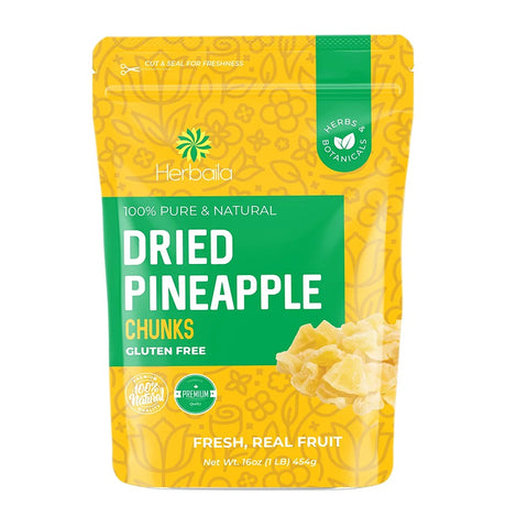 قطع الأناناس المجففة 454 جرام - Herbaila Dried Pineapple Chunks 1 LB