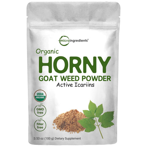 عشبة العنزة بودرة عضوية 100 جرام - Microingredients Organic Pure Horny Goat Weed 100 gm