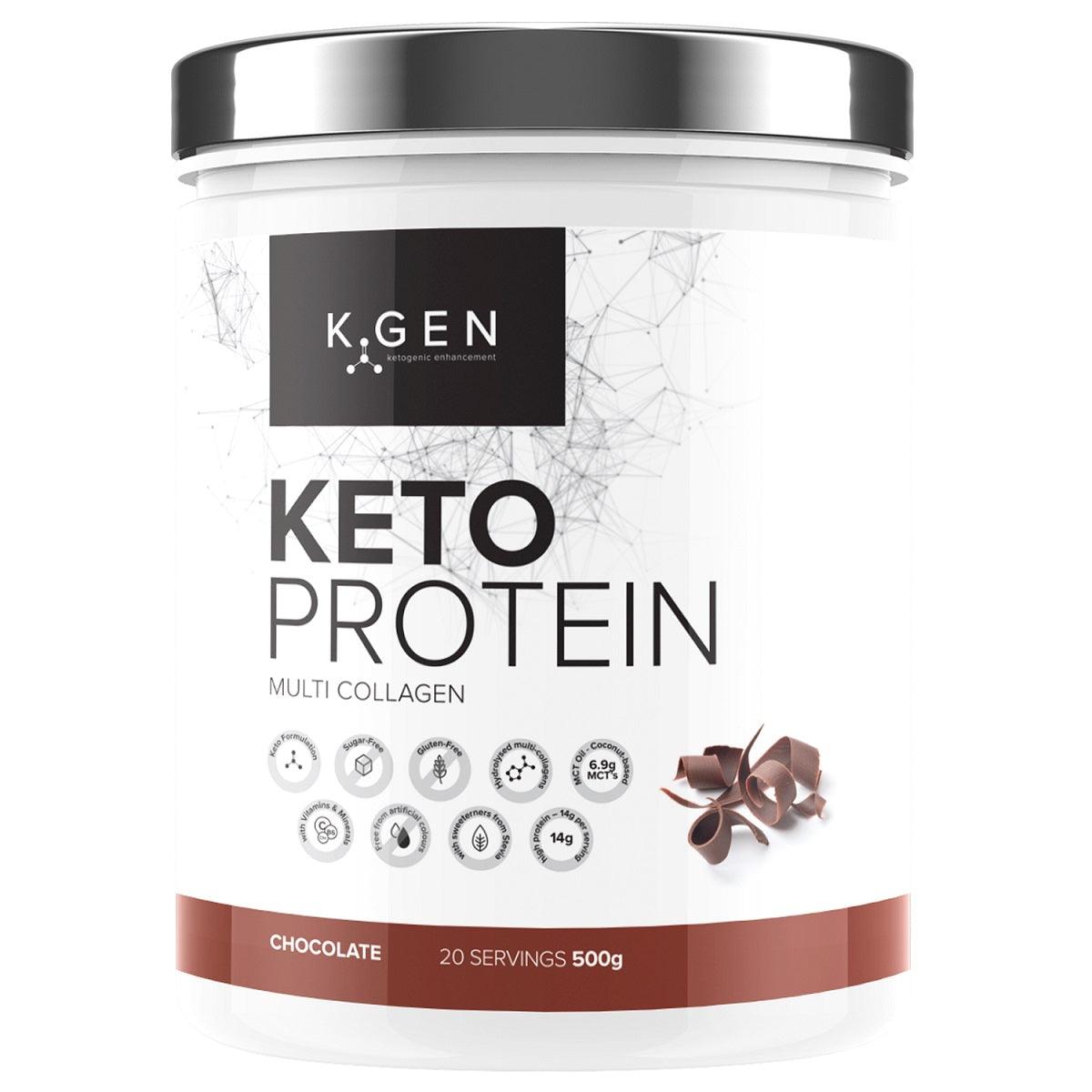 كيتو كولاجين بروتين بودر مناسب لنظام الكيتو - K-GEN Keto Collagen Protein Snack Meal 500 gm