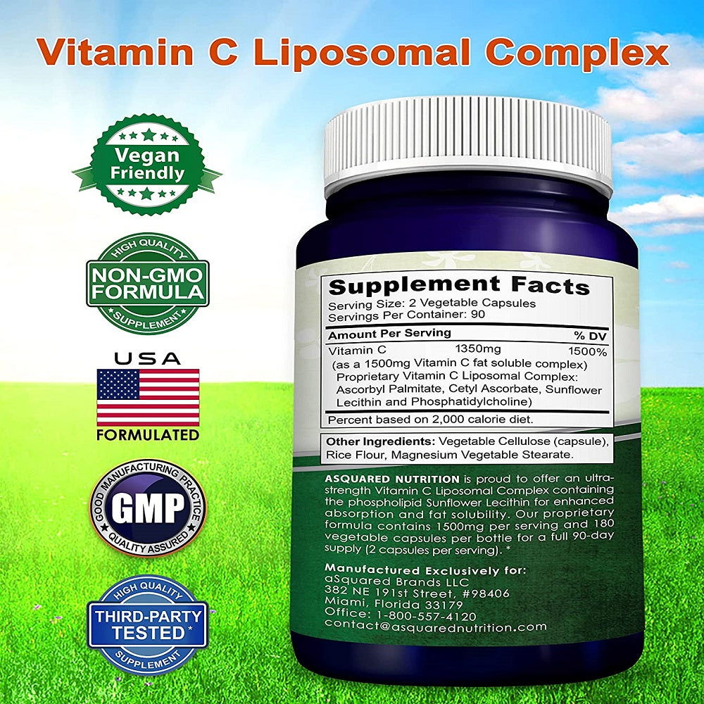 aSquared Nutrition Vitamin C Liposomal Complex - 1500mg 180 Caps