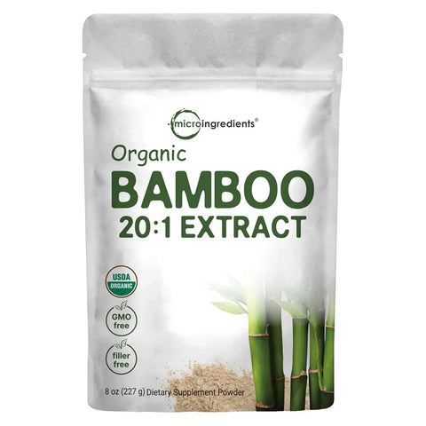 خلاصة البامبو العضوي مسحوق 227 جرام - Microingredients Organic Bamboo Extract Powder 8 Oz