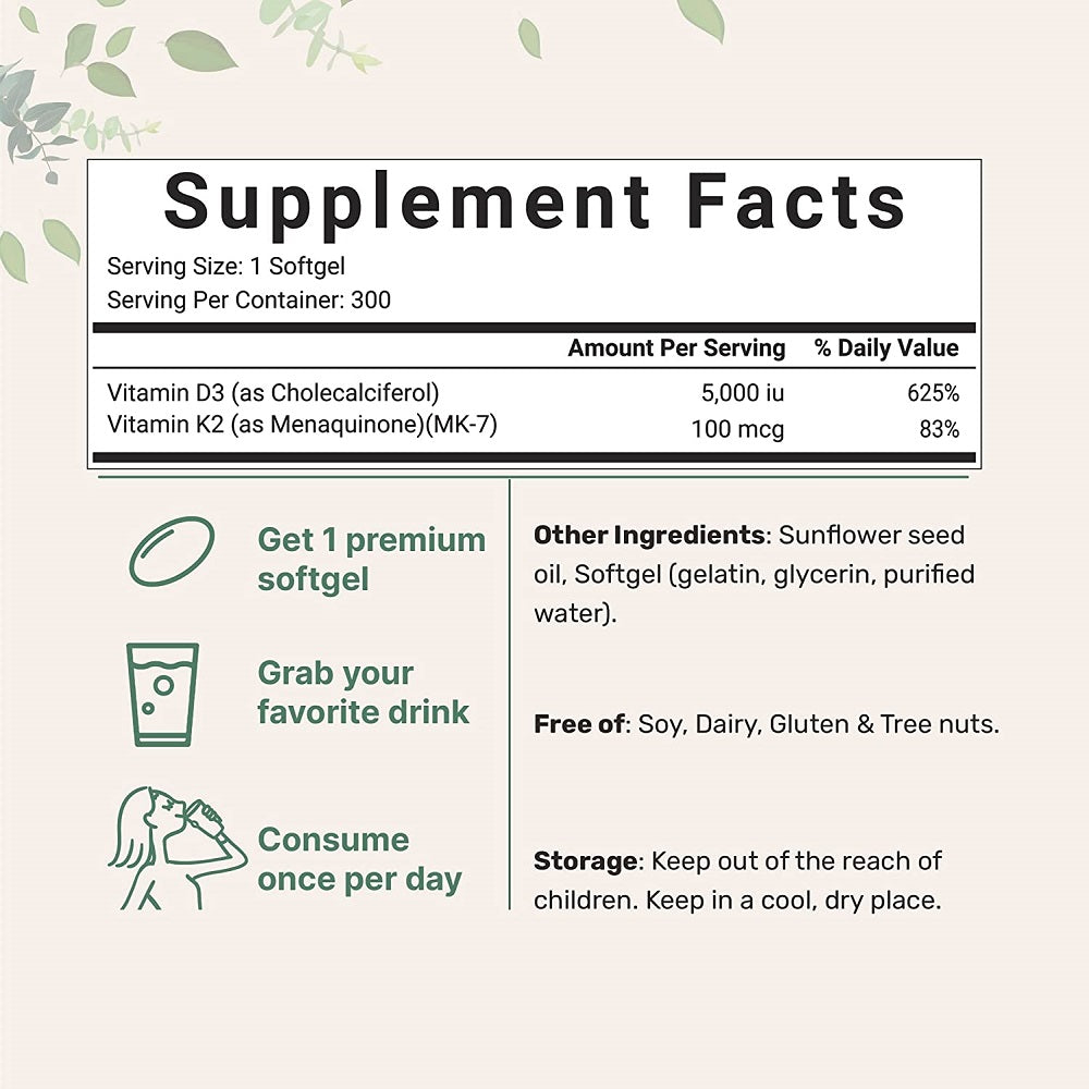 Microingredients Vitamin D3+K2 300 Capsules