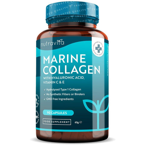كولاجين بحري للبشرة مدعم بهيالورينك اسيد كبسولات - Nutravita Marine Collagen 1000mg Capsules
