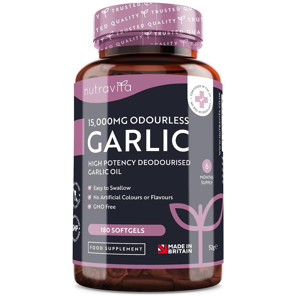 كبسولات الثوم  - Nutravita Odourless Garlic 15,000mg 180 Capsules