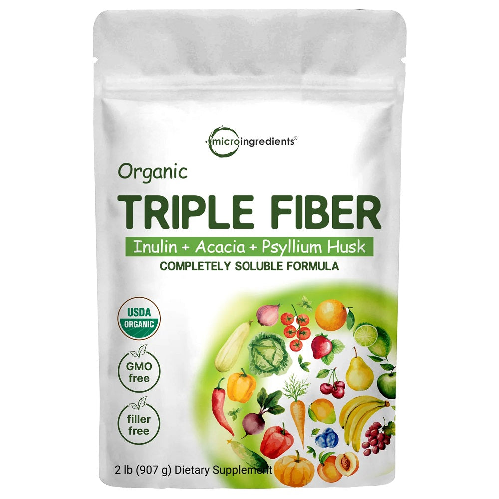 مسحوق الألياف العضوية 907 جرام - Microingredients Organic Triple Fiber Powder 907 Gm