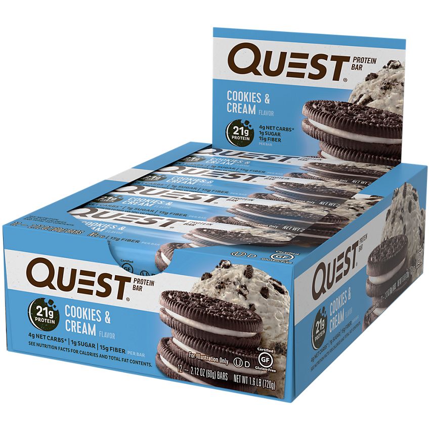 Quest Nutrition Cookies & Cream Protein Bars 12 Count