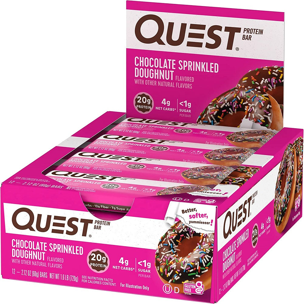 Quest Nutrition Protein Bar Chocolate Sprinkled Donut 12 Count