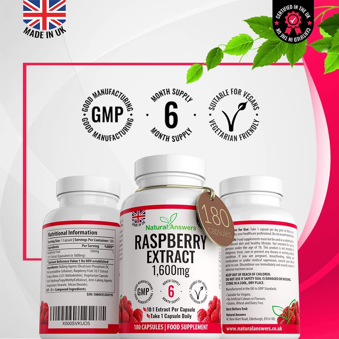 Natural Answers Raspberry Extract 1600mg 180 Capsules