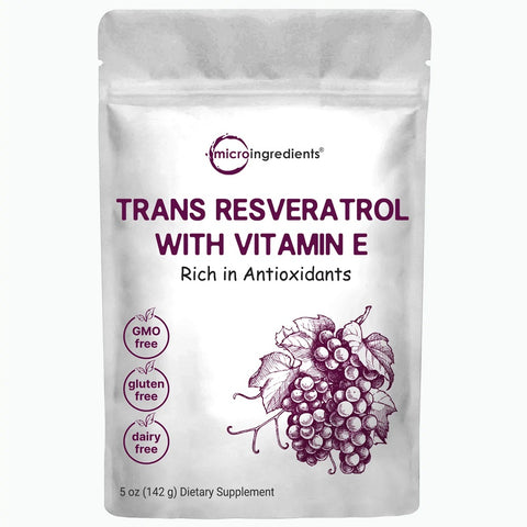 ريسفيراترول نقي بودرة  142 جرام - Microingredients Trans-Resveratrol Vitamin E Powder 142 gm