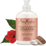 شامبو وبلسم شيا مويستشر للشعر الكيرلي - Shea Moisture Coconut and Hibiscus Curl Enhancing Shampoo & Conditioner 13 Oz