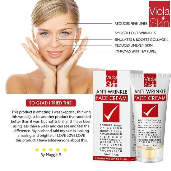 كريم التجاعيد بالأرجيريلين و الهيالورينك اسيد - Viola Skin Anti Wrinkle Face Cream 50 ml